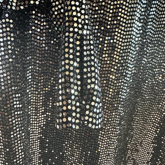 NWT Women's Maje Silver Sequined Metallic Funnel Turtle Neck Shirt - Picture 7 of 9